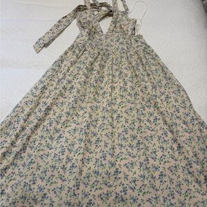 NWT Floral linen Dress with Purple and Green Print